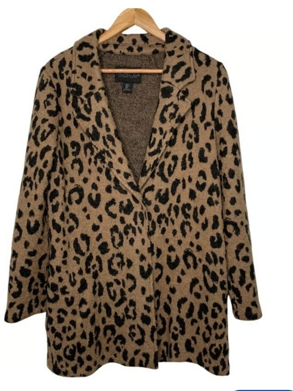Rachel Zoe Leopard Animal Print Collared Snap Closure Sweater Coat Sz M